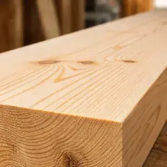 Legno chiaro con venature evidenti, pronto per un trattamento ignifugo che ne aumenterà la sicurezza.
