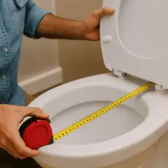 Misurazione del water per il montaggio copriwater filo muro.