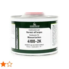Barattolo di catalizzatore per vernici all'acqua Borma Wachs 4100-2K, per uso professionale. Il rapporto di miscelazione vernice: catalizzatore è 10:1.