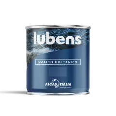 Lattina di smalto uretanico Lubens, con immagine di onde marine. Le caratteristiche di questo smalto lo rendono ideale per proteggere e decorare.