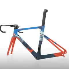 Telaio bici da corsa con grafica astratta e colorata, un'idea audace per verniciare bici.