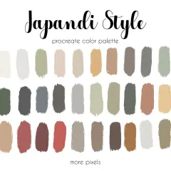 Palette di colori per Procreate in stile Japandi: sfumature naturali e terrose, perfette per creare un'atmosfera serena e minimalista.