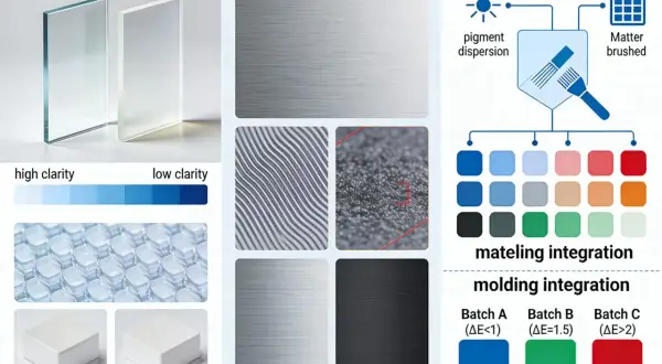 Guida visiva su come verniciare la plastica: trasparenza, finitura superficiale e abbinamento colori.