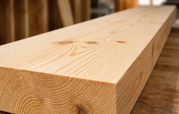 Legno chiaro con venature evidenti, pronto per un trattamento ignifugo che ne aumenterà la sicurezza.