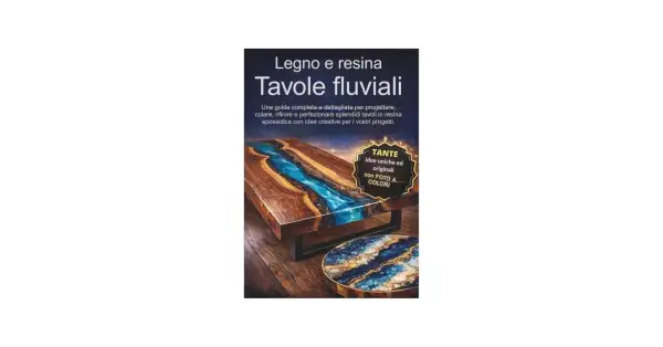 Tavoli unici in legno e resina epossidica, con un design che ricorda un fiume blu. Guida completa per creare pezzi d'arredo originali.