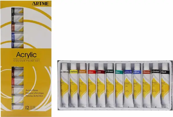 Set di colori acrilici per colorare la resina con acrilici. Tubetti da 12ml in varie tonalità.