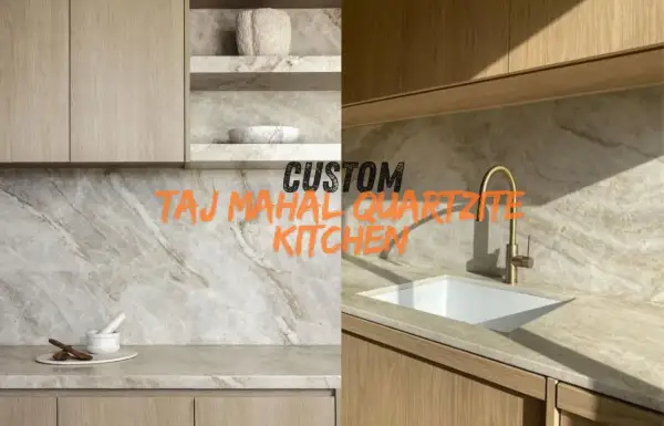 Cucina con piano in quarzite Taj Mahal, che cos'è il marmo? Superfici eleganti e venature naturali.